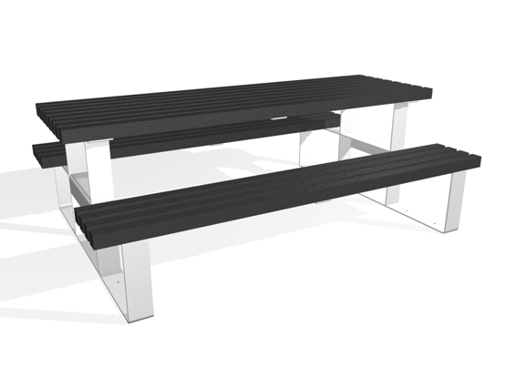 Essentials Picnic Bench With Black Timber Slats